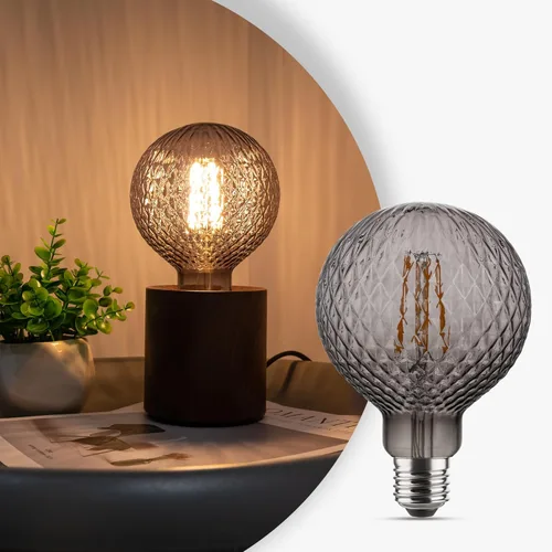 Miniatura 13 de Focos de luz, 4 W, regulables, decorativos, grandes, únicos, ámbar, globo, G125 Edison, bombillas LED con filamento de jaula de ardilla, base media