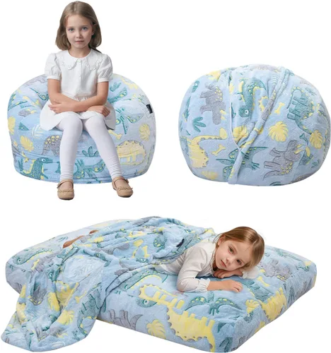 Miniatura 18 de COMAX Silla Puf para Niños que se Convierte en Cama Puf, Silla Puf de Pana para Niños y Niñas para Dormir, Pufs Perezosos para Niños con Relleno