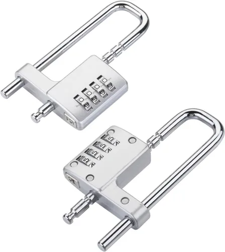 Miniatura 9 de Candado en forma de U de acero inoxidable, código de combinación, bloqueo de grillete largo ajustable para exteriores, escuela, gimnasio, taquillas