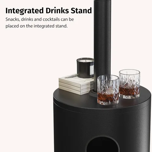 Miniatura 7 de EAST OAK Calentador de patio de 50,000 BTU para uso al aire libre con diseño de mesa redonda, quemador de acero inoxidable de doble capa, ruedas