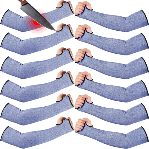 Miniatura 15 de JaGely 6 pares de mangas resistentes a cortes nivel 5 con agujero para el pulgar de 18 pulgadas, mangas de protección para brazos para granjeros