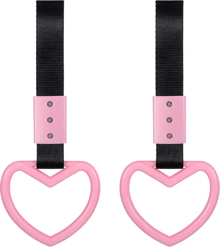 BBTO 2 correas para manija de automóvil en forma de corazón, dije de deriva para parachoques trasero, anillo de advertencia, decoración de metro,