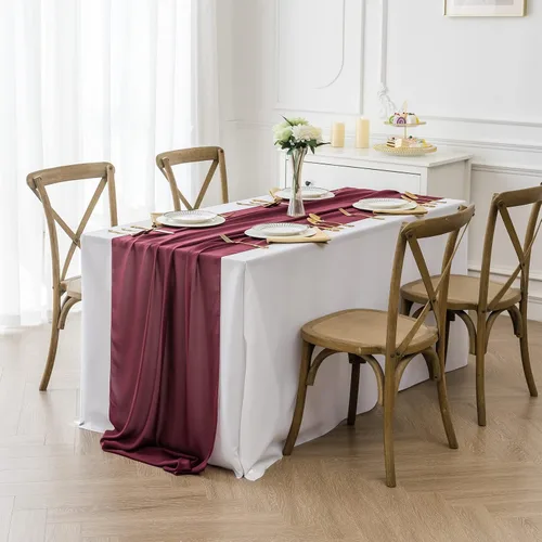 Miniatura 6 de Paquete de 6 caminos de mesa de gasa de 9 pies de 14 x 108 pulgadas, camino de mesa romántico transparente para boda, fiesta de cumpleaños