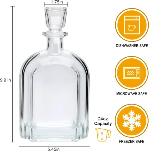 Miniatura 2 de Salzesfalls Decantador de whisky con tapón de vidrio, botella de vidrio de whisky con tapón geométrico hermético para vino, bourbon, brandy, licor