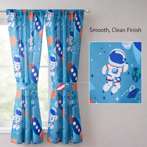 Miniatura 3 de Cortinas de sirena para dormitorio de niñas con caballitos de mar y estrella de mar; 4 cortinas temáticas de sirena para niños con 2 paneles de 82 x