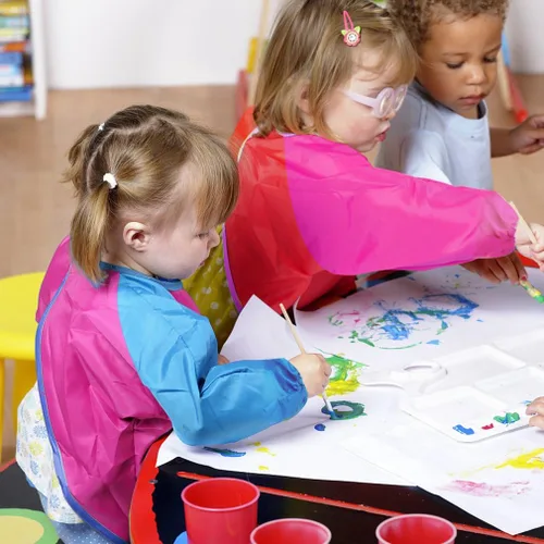 Miniatura 4 de CUBACO Delantal de pintura para niños, 2 piezas impermeables para niños de 3 a 8 años, delantales para pintar delantales con manga larga