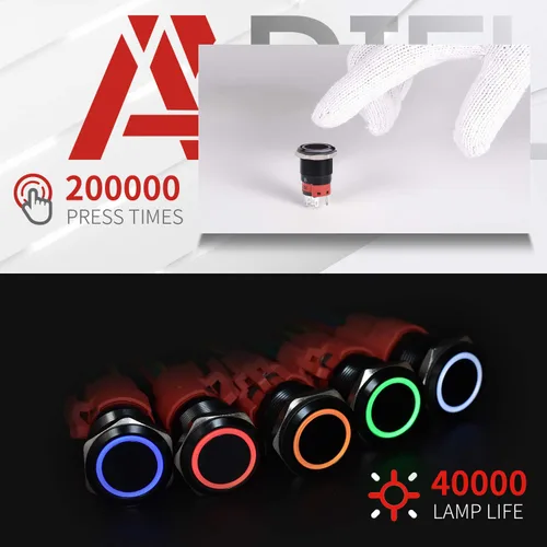 Miniatura 5 de APIELE Interruptor momentáneo de botón de encendido y apagado de 0.748 in de aleación de aluminio con cabezal de ojo de ángel LED de 12 V