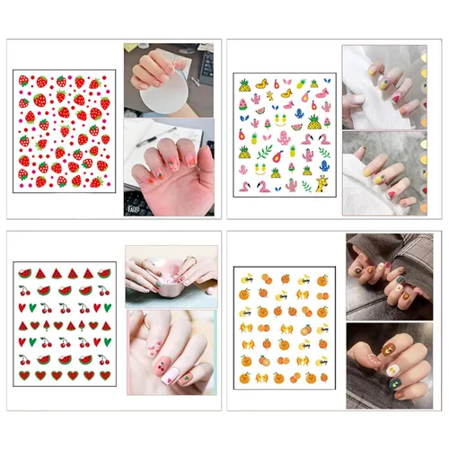 Miniatura 4 de 16 hojas de calcomanías de uñas para niños, lindas calcomanías autoadhesivas para niñas y mujeres, diseños 3D, accesorios de manicura