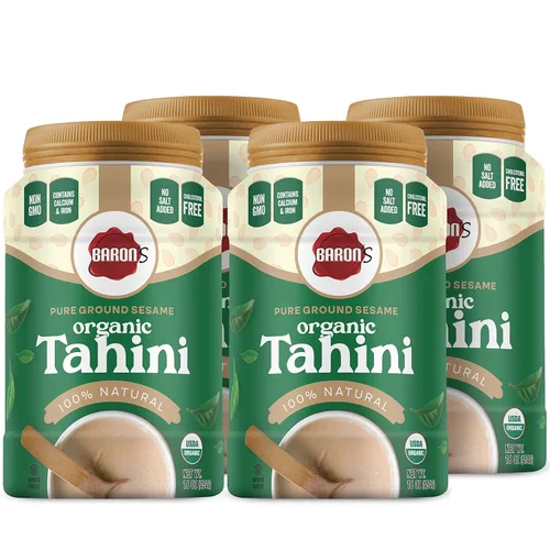 Miniatura 9 de Sésamo Baron's Kosher de Tahini molido, puro, orgánico, certificado por el Departamento de Agricultura de los Estados Unidos. Frascos de 16 onzas
