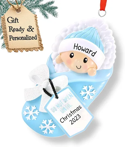 Miniatura 10 de Adorno 3D personalizado para la primera Navidad del bebé 2025 para niño Adorno de la primera Navidad del bebé 2025 Adornos de bebé para árbol