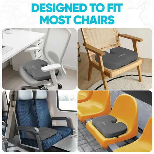 Miniatura 9 de FORTEM Cojín de asiento, cojín para silla de oficina, espuma viscoelástica para silla de escritorio, alivio del dolor de ciática, coxis y rabadilla