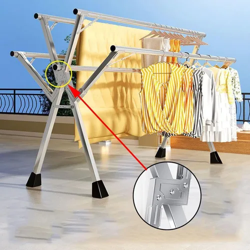 Miniatura 4 de Escurridor de ropa de acero inoxidable – Estante de secado de ropa plegable resistente de 5 varillas, ahorro de espacio para interiores