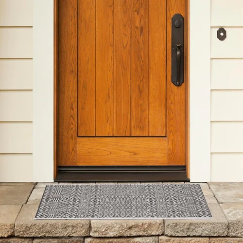 Miniatura 6 de SAFAVIEH Alfombra lavable al aire libre, colección Courtyard - 2'3" x 5', gris y negro, no desprende pelusa y fácil limpieza, ideal para patio