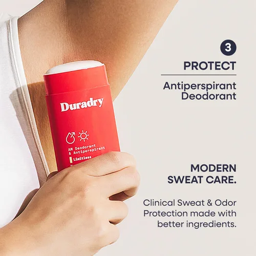 Miniatura 9 de Duradry Sistema de 3 pasos: combate el sudor excesivo de las axilas, la hiperhidrosis, bloquea el sudor y el olor, barra antitranspirante, gel