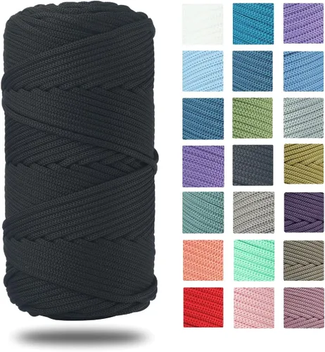 Miniatura 17 de Cordón de poliéster trenzado de 0.157 pulgadas, 160 yardas, hilo elástico para ganchillo, cuerda de poliéster para manualidades, bolsa de Beige
