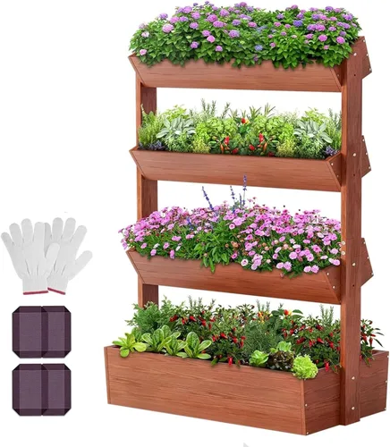 Miniatura 9 de DoCred Vertical Raised Garden Bed, 5 Tier Garden Planters Freestanding Wood Plant Stand Flower Rack Wooden Planter Box for Plants Herbs Flowers
