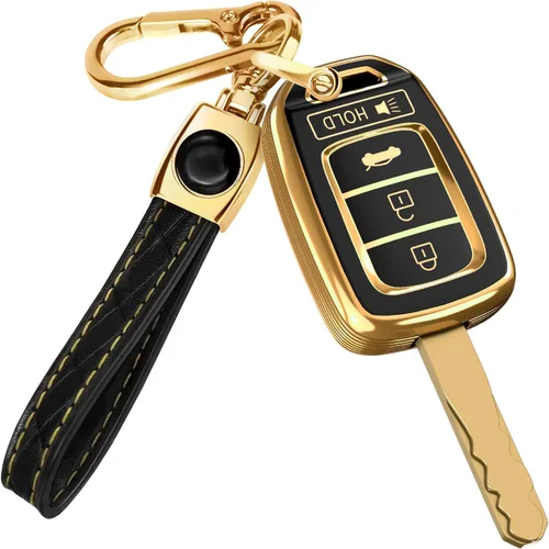 Lucrum Compatible con funda para llavero Honda y llavero de cuero - Estuche de llavero de TPU para Accord Civic CR-V HR-V Pilot Ridgeline SE LX,