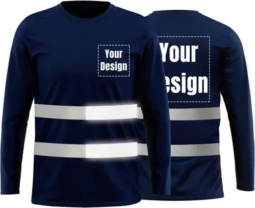 Miniatura 28 de La alta visibilidad reflexiva de las camisetas de la seguridad del logotipo de encargo Hola Vis de Verde neón