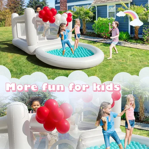 Miniatura 4 de White Bounce House - Casa inflable para niños de 3 a 6 años, casa inflable para interiores y exteriores para niños y adultos