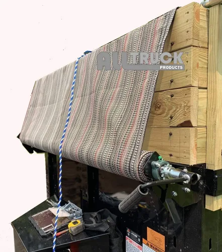 Miniatura 3 de All Truck Products - Kit de rodillos de lona de manivela de 7 pies 6 pulgadas x 12 pies con lona de malla negra para camión volquete o remolque