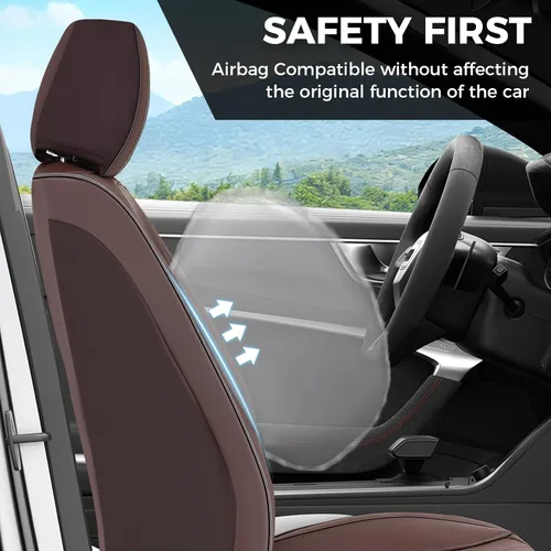 Miniatura 4 de FLORICH Fundas de asiento delantero de automóvil, fundas de asiento de cuero para automóviles, protector de asiento de automóvil, impermeable