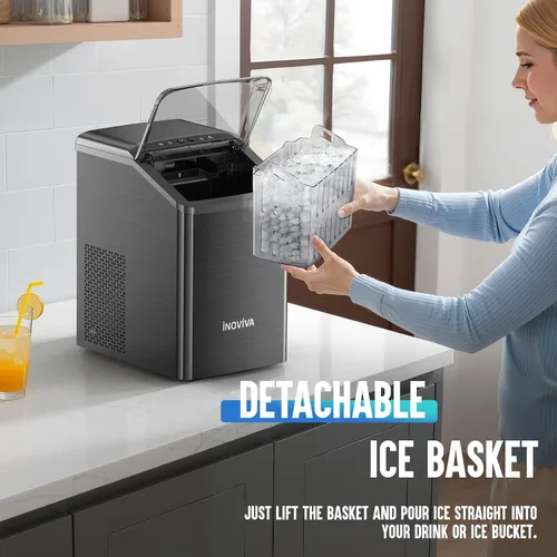 Miniatura 6 de inoviva Nugget Ice Maker - Máquina de hielo de pellets masticables suaves de 40 libras/24 horas con autolimpieza, máquina de hielo sónico