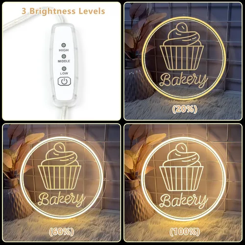 Miniatura 3 de Letrero de neón de panadería para decoración de pared, luz LED regulable, luz de neón, pasteles, pan, letreros para negocios, postres, alimentos