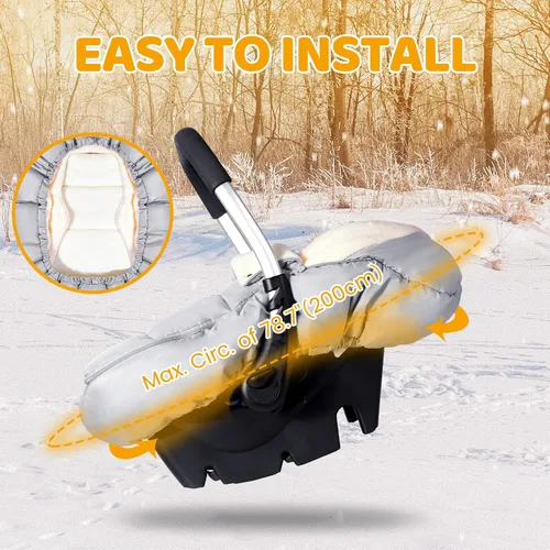 Miniatura 3 de Orzbow Fundas de asiento de automóvil para bebés de invierno, funda universal para asiento de automóvil con cuello ajustable, funda impermeable