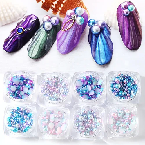 Miniatura 10 de 6 cajas de dijes de uñas 3D dorados, dijes de arte de uñas con parte trasera plana, joyas de diamantes de imitación para uñas, gemas de uñas
