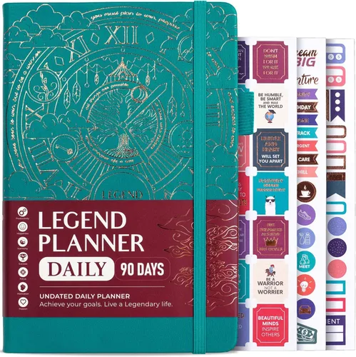 Miniatura 8 de Legend Planner Diario durante 3 meses – Planificador mensual semanal y diario sin fecha para alcanzar objetivos. Organizador y diario de Rosa