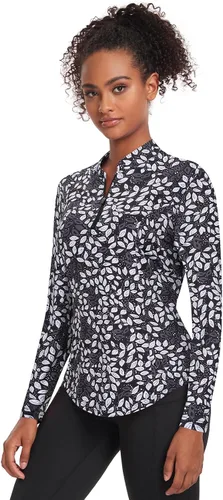 Miniatura 2 de Misyula - Camisetas de golf para mujer, con cremallera de 14, protección solar, secado rápido, tenis, correr, atletismo, entrenamiento