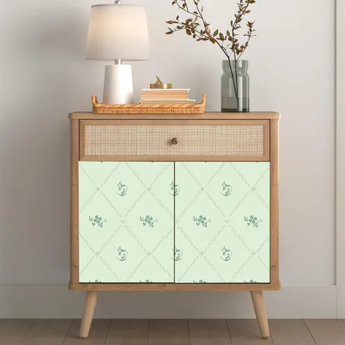 Miniatura 6 de Hopepak Papel pintado de despegar y pegar con rayas florales, papel pintado 17" x 78.7", papel de contacto con arco de flores verdes, papel pintado