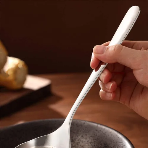 Miniatura 3 de HEMOTON Cuchara de sopa de acero inoxidable para ramen coreano, cuchara para servir, cucharón, cuchara para pizza, cuchara, cucharaditas, utensilios