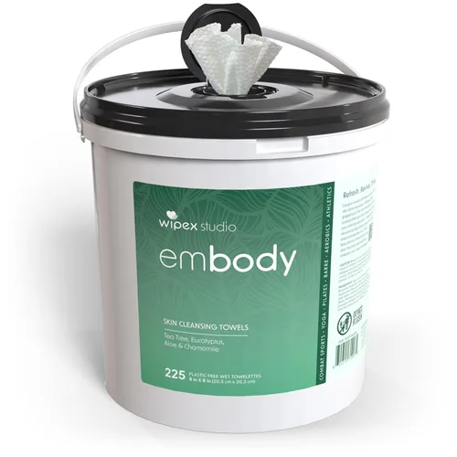 Wipex Embody Body Wipes - Paño grande a base de plantas con aceite de árbol de té para una limpieza rápida, ideal para atletas, yoga, gimnasio,