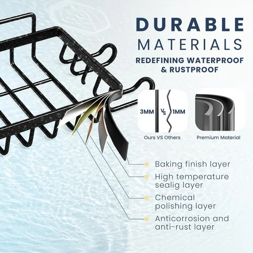 Miniatura 6 de Sben Organizador adhesivo para ducha, no requiere taladro, paquete de 5, organizador de ducha de baño con 2 jaboneras y soporte para cepillo