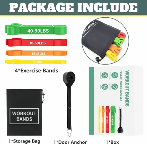 Miniatura 8 de Bandas de Ejercicio Bandas de Resistencia para Entrenamiento, Juego de Bandas de Dominadas, Equipo de Entrenamiento en Casa, Bandas de Entrenamiento