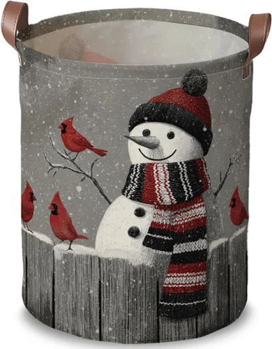 Miniatura 31 de Cesta de lavandería de 15.75 x 15.75 x 19.7 pulgadas, diseño de pingüino de Navidad, plegable, con asas, almacenamiento de ropa sucia