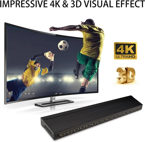 Miniatura 3 de Divisor HDMI 4K 1x16 1 en 16 salidas por Anlink-Ultra HD HDMI TV Splitter, 4K 60Hz, soporta 4K/8MP/5MP/1080P y 3D para Xbox PS4 PS3 Fire Stick Blue