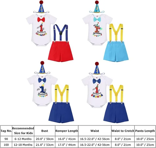 Miniatura 7 de Conjunto de traje de banderín para el primer cumpleaños de bebé niño, pajarita, pantalones cortos, tirantes en la espalda en Y, sesiones de fotos