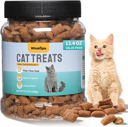 Miniatura 8 de Golosinas para gatos de interior con hierba gatera de 13.4 onzas con control de bola de pelo y cuidado dental, bocadillos naturales de pollo
