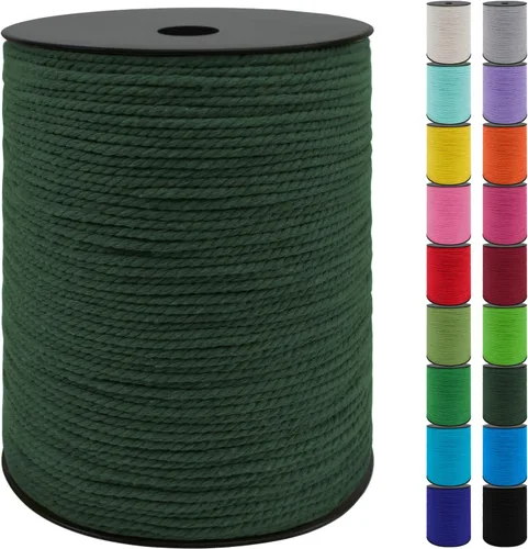 Miniatura 10 de JeogYong Cordón de macramé de 8mm, cuerda de lana de macramé de algodón natural de 131 pies, cordón de algodón trenzado de 3 hebras, hilo de macramé