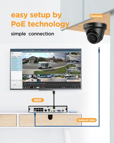 Miniatura 2 de Sistema de Seguridad con 4 Cámaras PANOOB 5MP, 4X Cámaras IP de 5 Megapíxeles con Cable para Exteriores con Domo y Torreta con Detección de Personas