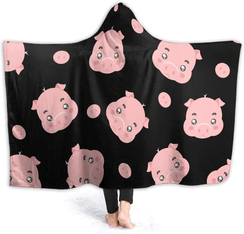 ARAHANT Manta con capucha de cerdo de dibujos animados, bonita manta con capucha de animales, buen regalo para niños, tamaño pequeño de 40 x 50
