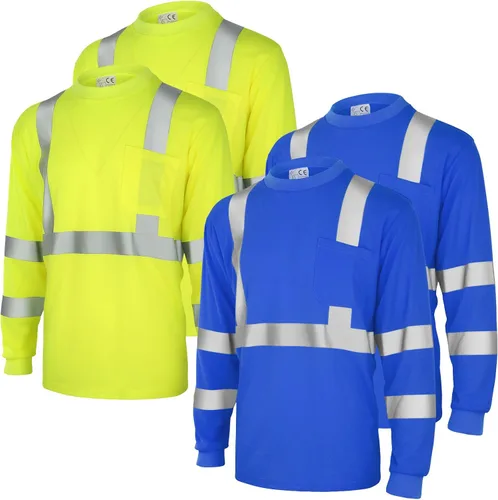 Miniatura 14 de Amylove 4 camisetas de seguridad de manga larga reflectantes de alta visibilidad, camisetas de trabajo de construcción para hombres y mujeres