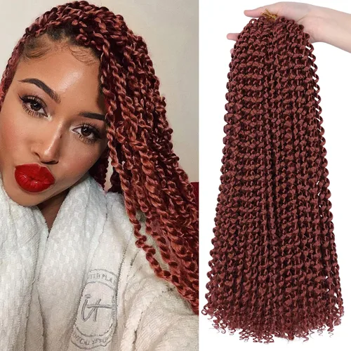 Miniatura 21 de Cabello Passion Twist de 30 pulgadas, cabello rubio de ondas de agua con ganchillo para mujeres, cabello rubio Passion Twist de ganchillo largo 27#
