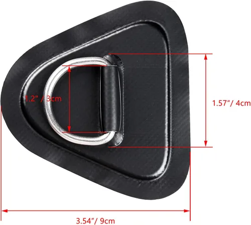 Miniatura 2 de TOBWOLF 6 Pack 3.54" / 9cm Stainless Steel D-Ring Patch for Inflatable Boat Kayak Dinghy SUP, Triangular D-Ring PVC Patch Stand-Up Paddleboard Canoe