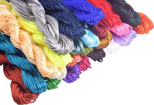 Miniatura 5 de KONMAY 80 Yardas 1.0mm Cordón Rattail de Nylon Satén Seda Trim Hilo para Cuentas para Nudos Chinos, Kumihimo, Trabajo con Cuentas, Macramé, 2-Azul