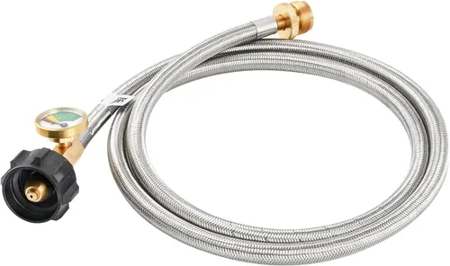 Miniatura 2 de Manguera adaptadora de propano de 5 pies con calibre – conversión de propano de 1 a 20 libras para tanque LP tipo 1/QCC1, aparato portátil a granel