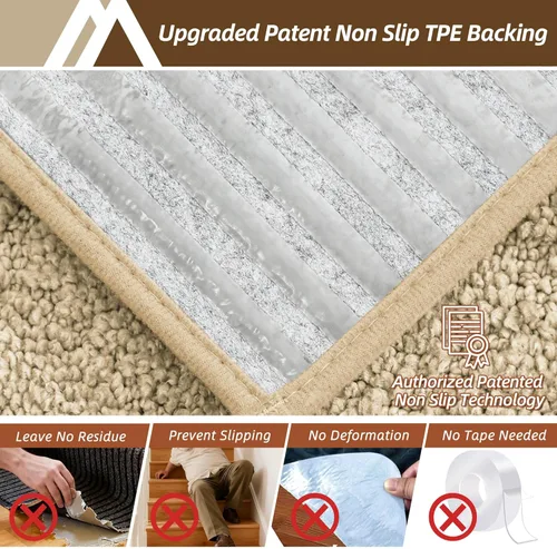 Miniatura 25 de COSY HOMEER - Alfombra antideslizante para escaleras, para interiores y escalones de madera, para niños y perros, 100 % poliéster, base de Beige