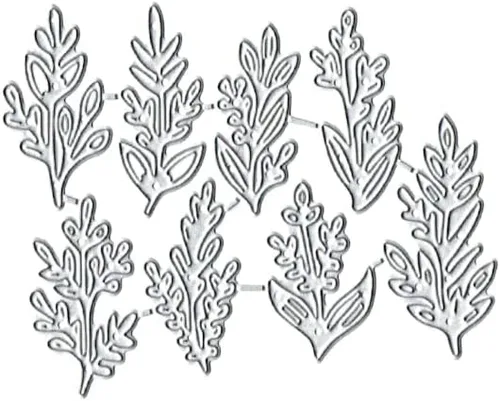 Miniatura 2 de 8 piezas de hojas troqueladas de corte de metal, plantillas de manualidades de bricolaje, 8 unidades, hojas para álbumes de recortes, plantillas